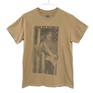 Authentic Jimi Hendrix T-Shirt Size S M Tan Graphic‎ Tee